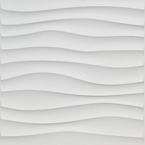 Art3d Plastic 3D Wall Panel PVC Wave Wall Design, White, 19.7' x 19.7' (12-Pack)