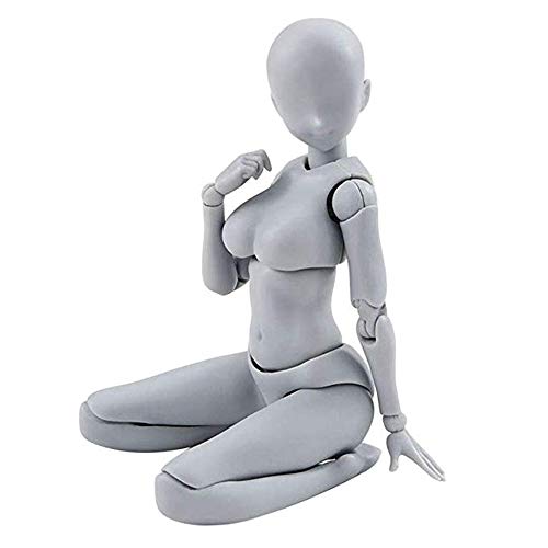 Artists Sketch Movable Limb Action Figure Model,Flexible Body Human Mannequin Kit,Articulated Kids Student Assemble Painting Toy,with Display Base and Pose Parts~About 13-15cm ({type=string, value=A})