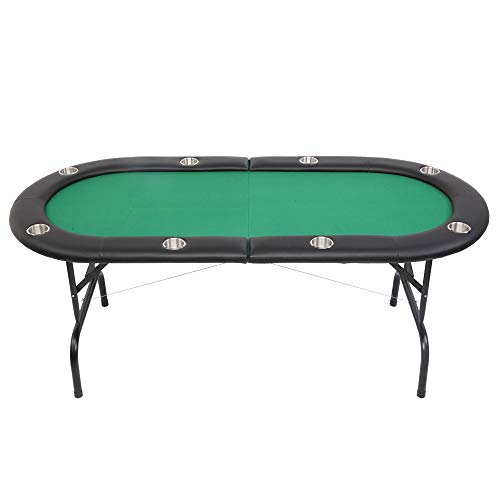PEXMOR 8 Player Folding Play Poker Table w/Cup Holder, for Texas Casino Game Texas Leisure, Foldable Blackjack Table