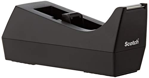 Scotch Brand Desktop Tape Dispenser, 1-Pack, Weighted Base, Black, 1' Core, Made of 100% Recycled Plastic (C-38)