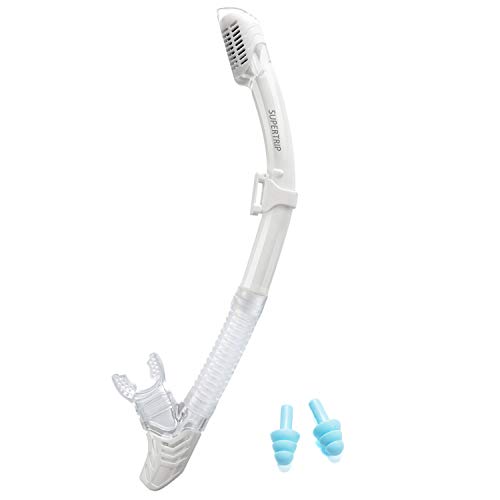 Supertrip Dry Snorkel Adult-Scuba Diving with Splash Guard and Top Valve,Freediving Snorkeling Swimming for Adults and Youth (White)