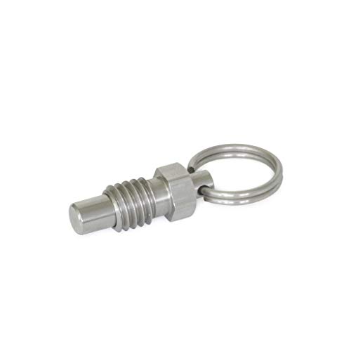 WN 717.10 Series Stainless Steel Non Lock-Out Type Stubby Hand Retractable Spring Plunger with Pull Ring, 1/4'-20 Thread, 0.31' Thread Length