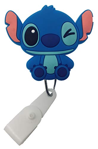 Cartoon Retractable Badge Reel - Holder for ID and Name Tag with Belt Clip, Improved Reel & Strap (Stitch)