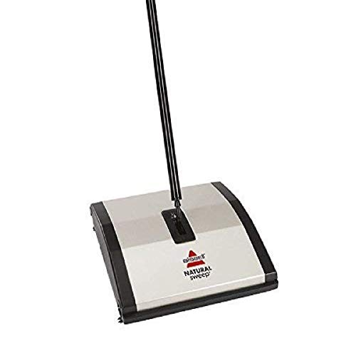 Bissell Natural Sweep Carpet and Floor Sweeper with Dual Rotating System and 2 Corner Edge Brushes, 92N0A, Silver