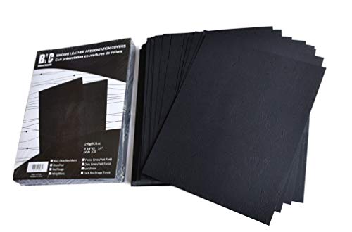 BNC Leather Texture Paper Binding Presentation Covers 8.75 Inches by 11.25 Inches, Pack of 100, Black Color