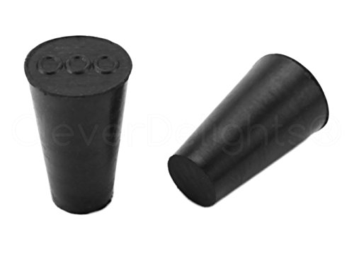 25 Pack - CleverDelights Solid Rubber Stoppers | Size 000 | 13mm x 8mm - 21mm Long - Black Lab Plug #000