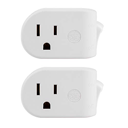 UltraPro, White, GE Grounded On/Off Power Switch 2 Pack, Plug, Energy Efficient, Space Saving Design, UL Listed, 15A, 120VAC, 1800W, 39713