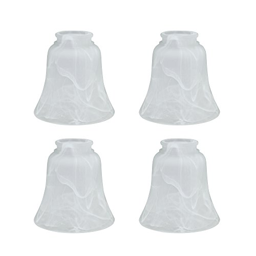 Aspen Creative 23030-4 Transitional Style Replacement Bell Shaped Glass Shade with 2 1/8' Fitter Size (4 Pack), 4 3/4' high x 4 3/4' Diameter, Alabaster