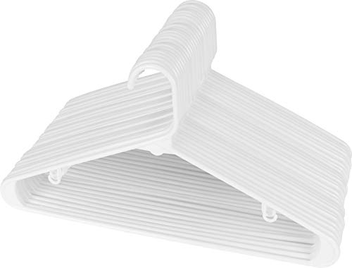 Utopia Home White Plastic Standard Hangers for Clothes Tubular Hangers - Pack of 30 - Durable, Slim & Sleek