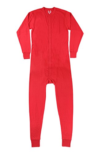 North 15 Mens Waffle Red Union Suit Underwear-90U-Red-L