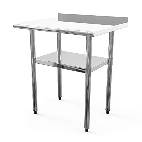 Stainless Steel Work Table 30X24 in Commercial Working PrepTable with 1 1/2' Backsplash Work Tables for Shop Kitchen Restaurant Home Outdoor Metal Table Worktables and Workstations
