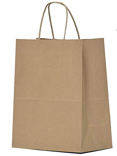Kraft Paper Gift Bags with Handles - 8x4.25x10.5 25 Pcs Brown Shopping Bags, Party Bags, Goody Bags, Cub, Favor Bags, Business Bags, Kraft Bags, Retail Bags
