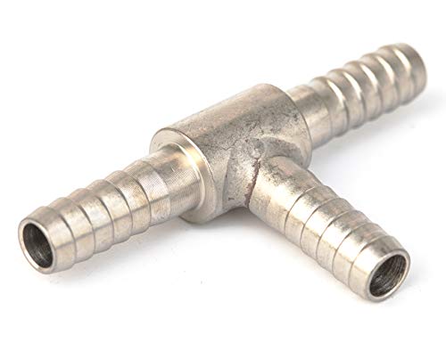 Stainless Steel 3/8' Hose Barb, 3 Way Tee T Shape Barbed Co2 Splitter Fitting (1)