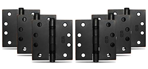 Emtek Hardware Steel Heavy Duty Hinges, Ball Bearing, Pack of 6, Square Corners, Size: 4 x 4 in. Color: Oil Rubbed Bronze (US10B), Thickness: 3.3MM, Model: 94014US10B-BB