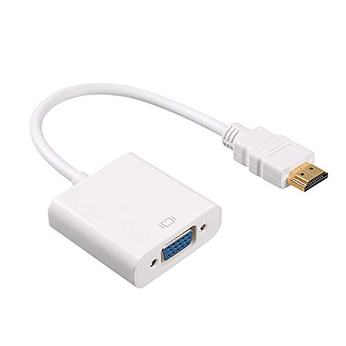 HDMI to VGA, Gold-Plated HDMI to VGA Adapter (Male to Female) Compatible for Computer, Desktop, Laptop, PC, Monitor, Projector, HDTV, Chromebook, Raspberry Pi, Roku, Xbox and More (White)