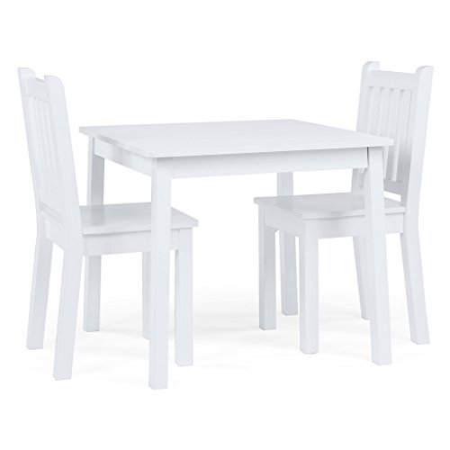 Humble Crew White Kids Wood Table and 2 Chairs Set