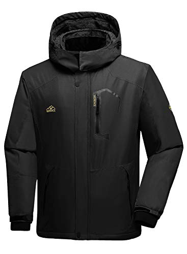 Men's Mountain Waterproof Ski Jacket Windproof Rain Jacket U120WCFY028,New.Black,M