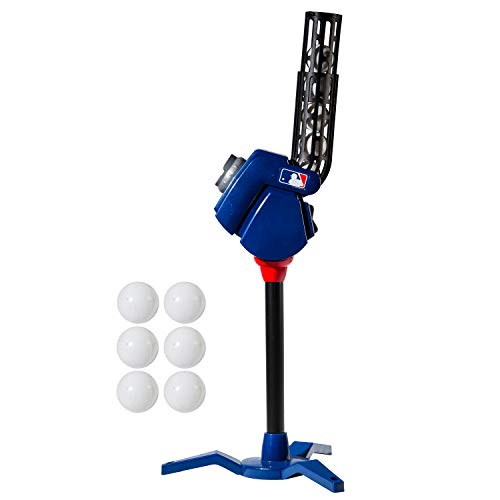Franklin Sports Baseball Pitching Machine - Adjustable Baseball Hitting & Fielding Practice Machine For Kids - with 6 Baseballs - Great For Practice,Blue