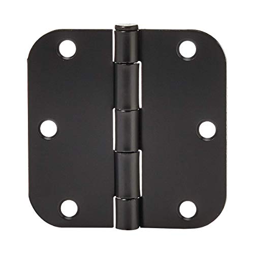 AmazonBasics Rounded 3.5 Inch x 3.5 Inch Door Hinges, 18 Pack, Matte Black