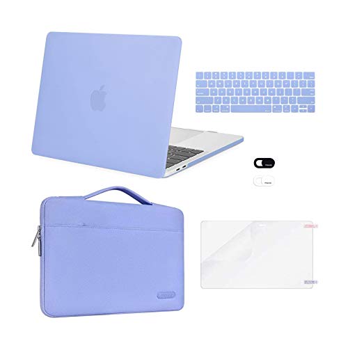 MOSISO Compatible with MacBook Pro 13 inch Case 2019 2018 2017 2016 Release A2159 A1989 A1706 A1708, Plastic Hard Shell Case&Sleeve Bag&Keyboard Skin&Webcam Cover&Screen Protector, Serenity Blue