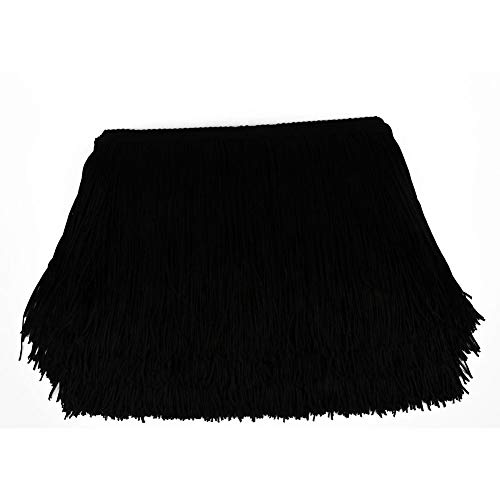 Heartwish268 Fringe Trim Lace Polyerter Fibre Tassel 6inch（″） Wide 10 Yards Long for Clothes Accessories and Latin Wedding Dress and DIY Lamp Shade Decoration Black White Red (Black)