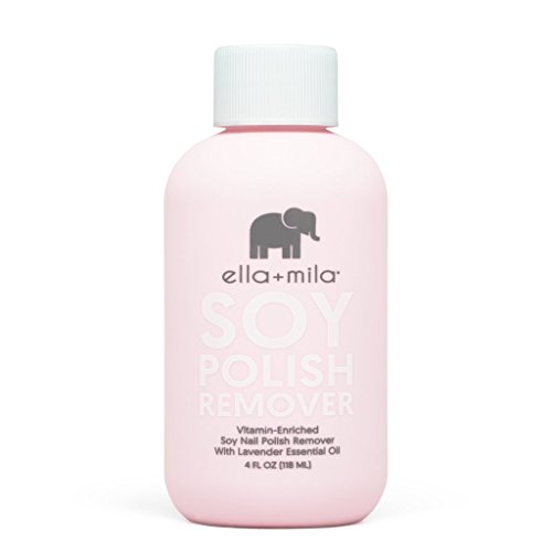 Ella+Mila Soy Nail Polish Remover - Acetone Free w/Lavender Essential Oil, Vitamin A, C, E Oil (4 ounces)