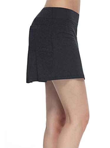 Women's Workout Active Skorts Sports Tennis Golf Skirt Built-in Shorts Casual Workout Clothes Athletic Yoga Apparel Black