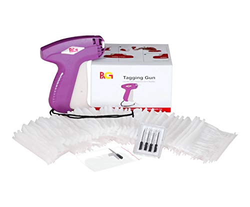 PAG XMS S13 Price Tag Standard Attacher Tagging Gun for Clothing with 5 Needles and 2000 Barbs Fasteners, Purple