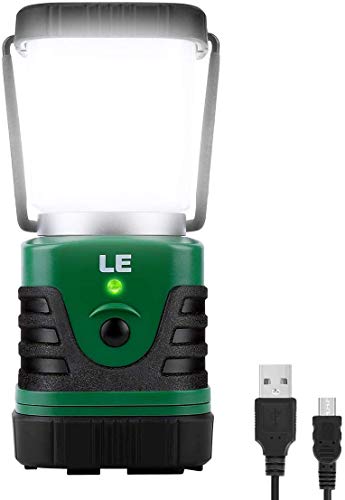 LE LED Camping Lantern Rechargeable, 1000LM, 4 Light Modes, 4400mAh Power Bank, IP44 Waterproof, Perfect Lantern Flashlight for Hurricane Emergency, Hiking, Home and More, USB Cable Included