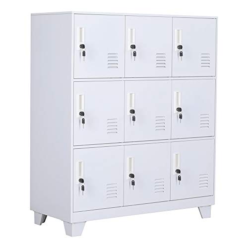 NITETRONIC 9-Door Assembled and Combinable Office Metal File Locker, School Lab Supplies, and Bedroom Organizer, Steel Cabinet to Storage Toys, Tools and Clothes