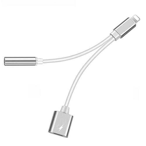 for iPhone Headphone Adapter for iPhone 11 Pro/10/X/7/8 Plus/XS MAX/XR/iPad，Earphone Adapter Dongle 3.5mm Jack Audio Cables 2 in 1 Splitter AUX Conversion Accessories Charge Converter Support All iOS