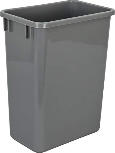Hardware Resources Plastic Waste Container, 9-7/16' Width x 14-1/2' Depth x 18' Height, Grey