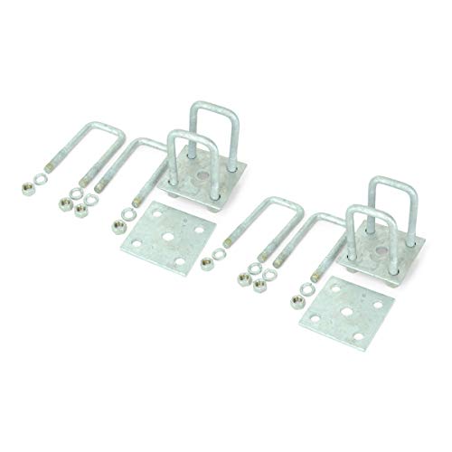 Sturdy Built Tandem Axle Galvanized U Bolt Kit for mounting Boat Trailer Leaf Springs for 2x2 axle - 5 1/4' Long