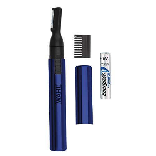 Wahl Lithium Pen Detail Trimmer With Interchangeable Heads for Nose, Ear, Neckline, Eyebrow, Other Detailing – Rinseable Blades for Hygienic Grooming & Easy cleaning – model 5643-400, Blue