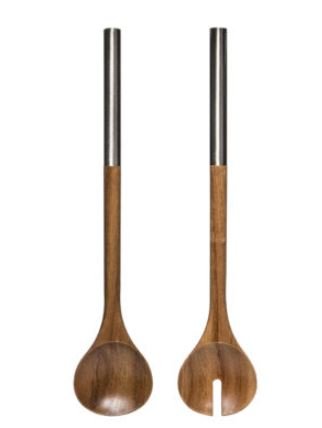 Laurel 2 Piece Salad Utensils Made of Acacia Wood With Stainless Steel