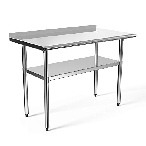 48x24 in Stainless Steel Prep Table NSF Commercial Work Table Food Metal Table Heavy Duty Kitchen Garage Worktables and Workstations Sandwich Top