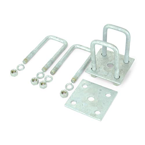 Sturdy Built Single Axle Galvanized U Bolt Kit for mounting Boat Trailer Leaf Springs for 2x2 axle - 5 1/4' Long