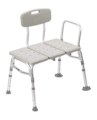 Drive Medical 12011KD-1 Plastic Tub Transfer Bench with Adjustable Backrest (Color May Vary)