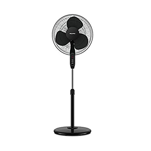PELONIS 16'' 3-Speed Oscillating Pedestal Fan with 7-Hour Timer, Remote Control and Adjustable in Height, FS40-16JRB,Black