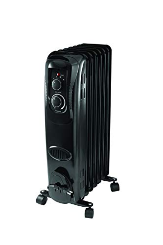 PELONIS HO-17LA1B Basic Electric Oil Filled Radiator, 1500W Portable Full Room Radiant Space Heater with Adjustable Thermostat, for Home & Office,Black