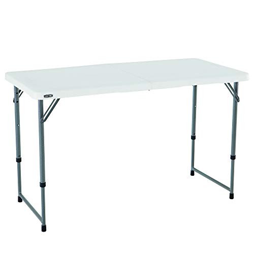 Lifetime Height Adjustable Craft Camping and Utility Folding Table, 4 ft, 4'/48 x 24, White Granite