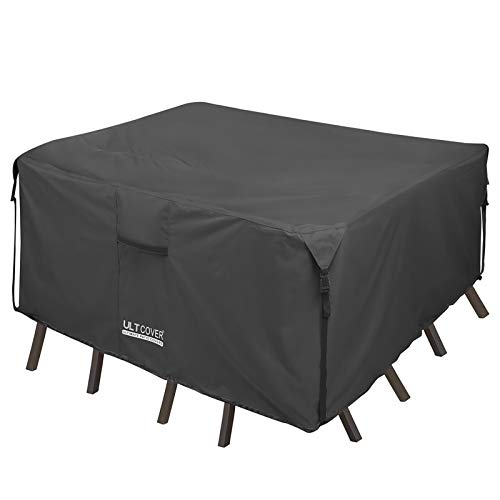ULTCOVER 600D Tough Canvas Durable Square Patio Table and Chair Cover - Waterproof Outdoor General Purpose Furniture Covers 74 inch, Black