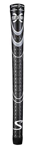 SuperStroke Cross Comfort Golf Club Grip, Black/Gray (Undersize) | Soft & Tacky Polyurethane That Boosts Traction | X-Style Surface & Non-Slip | Swing Faster & Square The Clubface More Naturally