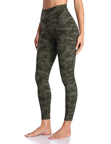 Colorfulkoala Women's High Waisted Yoga Pants 7/8 Length Leggings with Pockets (M, Army Green Camo)