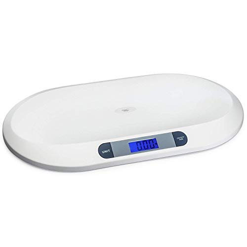 20KG/44LBS Electronic Digital Baby Weighing Scale Measure Infant/Baby/Pet Weight Accurately, Precision of 10g, Length 55cm, Large LCD Display, Weight Measure Tool White