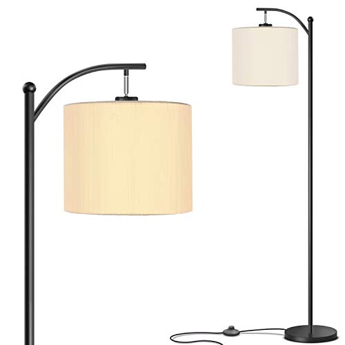 Addlon Floor Lamp for Living Room with Lamp Shade and 9W LED Bulb - Modern Standing Lamp - Floor Lamps for Bedrooms-Black