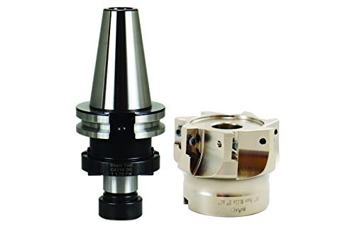 Tegara 3 in. 90 Degree Face Mill APKT Insert with CAT40 1 x 1-3/4 Dual Contact Shell Mill Arbor 404-1869-202-6708 M[