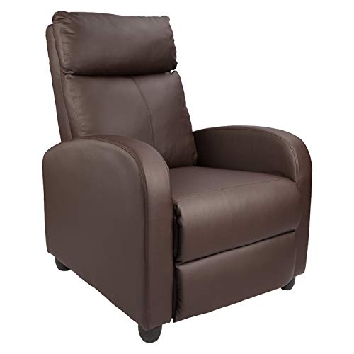 Homall Single Recliner Chair Padded Seat PU Leather Living Room Sofa Recliner Modern Recliner Seat Club Chair Home Theater Seating (Brown)
