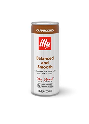 illy Ready-to-Drink Cappuccino, Authentic Italian Coffee, Made with 100% Arabica Coffee, All-Natural, No Preservatives, Hormone-Free Milk, Beet Sugar & Cocoa, 8.5 fl oz (Pack of 12)