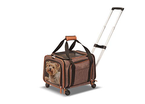 Petpeppy.com PET Peppy Premium Airline Approved Expandable Pet Carrier with Wheels - Two Side Expansion, Designed for Cats, Dogs, Kittens, Puppies - Extra Spacious Soft Sided Carrier! (Brown)